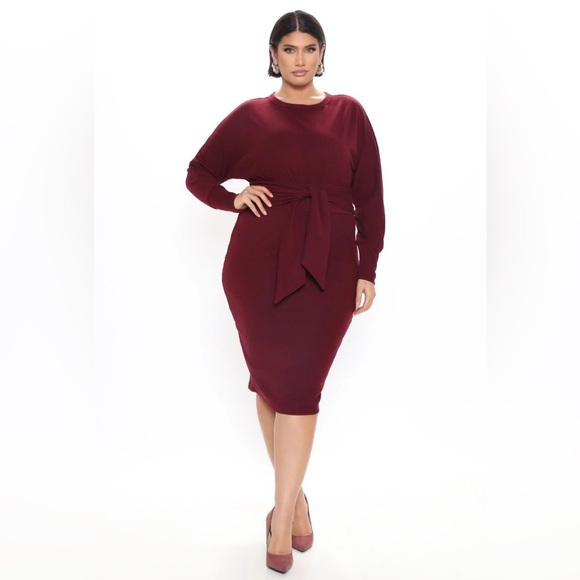 FASHION NOVA Never Too Soft Dress - Burgundy - Picture 4 of 12
